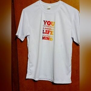 White Graphic T-Shirt with Colorful Text